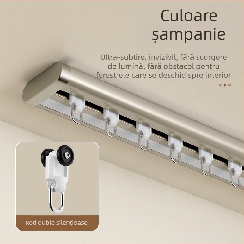 Sistem de perdeu cu șină dublă pentru ferestre erker, din aluminiu, silențios, șină de alunecare ultra-subțire