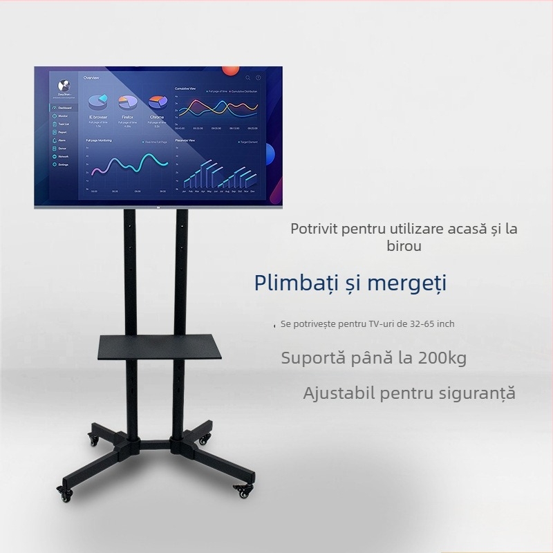 Suport mobil pentru televizor LCD pe podea, cu braț din fier, reglabil, control mecanic, model 1500, capacitate de încărcare peste 15 kg