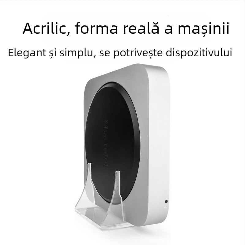Suport de birou din acrilic pentru Mac mini (2010-2020), router și cutie TV, greutate 120 g, include un suport și patru tampoane antiderapante