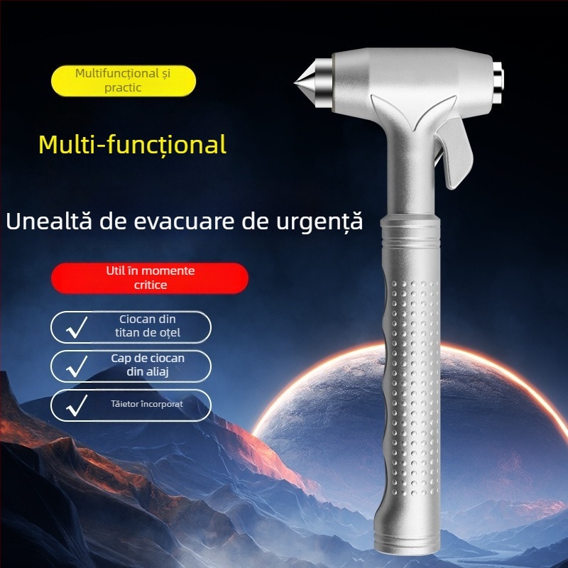 Cioc de siguranță pentru mașină, unealtă de evadare multifuncțională, cioc de spargere geam auto, ABS + tungsten steel, greutate 187 g, origine Zhejiang, Ming che zhi bao