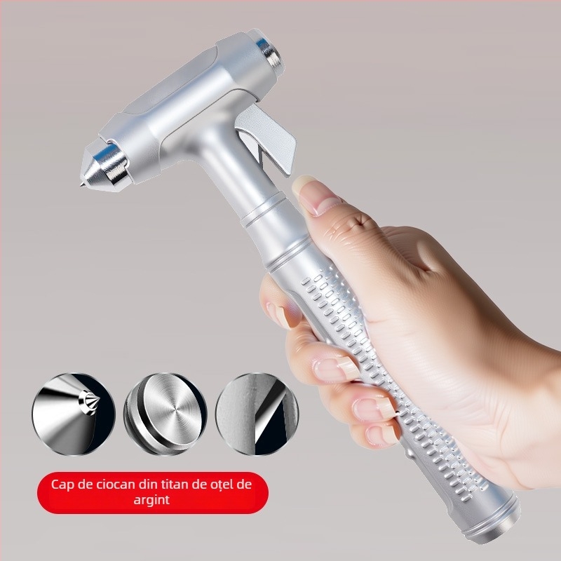 Cioc de siguranță pentru mașină, unealtă de evadare multifuncțională, cioc de spargere geam auto, ABS + tungsten steel, greutate 187 g, origine Zhejiang, Ming che zhi bao