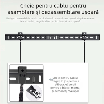 Suport de perete pentru TV JL-WH02A — universal, montaj de perete simplu pentru televizoare cu ecran plat; Material: oțel laminat la rece; Greutate: 1,3 kg.