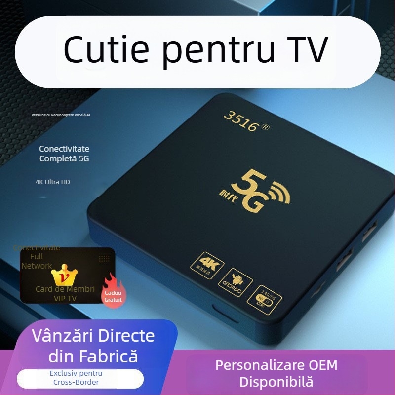 Set-top box pentru TV cu 5G dual-band, Android, ieșire HDMI 1080p, 1GB RAM, stocare 8GB