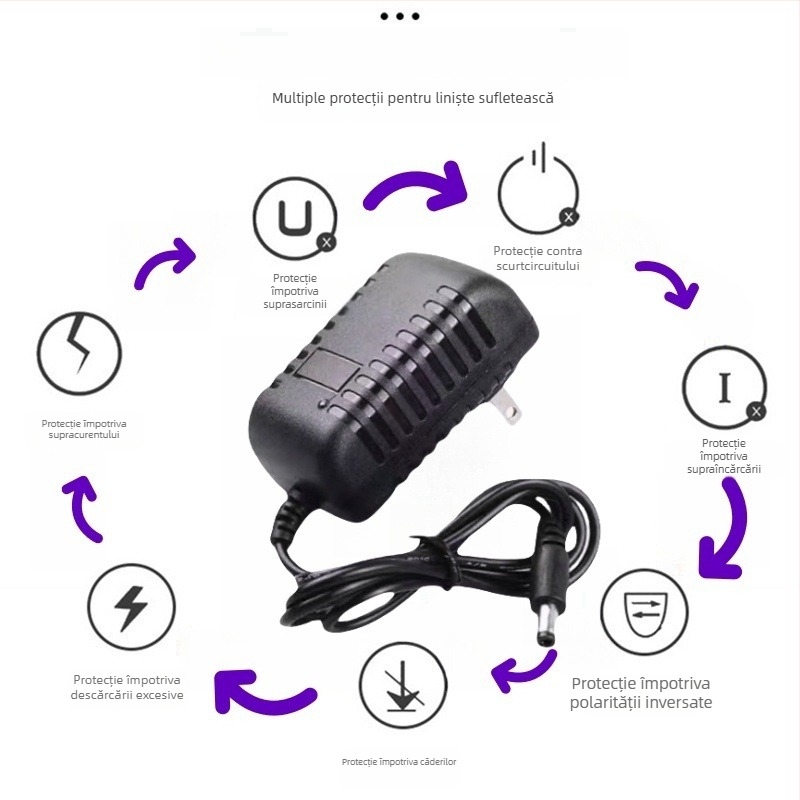 Adaptor de alimentare cu multiple ieșiri: 12V1A, 12V2A, 5V1A, 6V1A, 9V2A – pentru oglinzi cosmetice, bandă LED și motoare