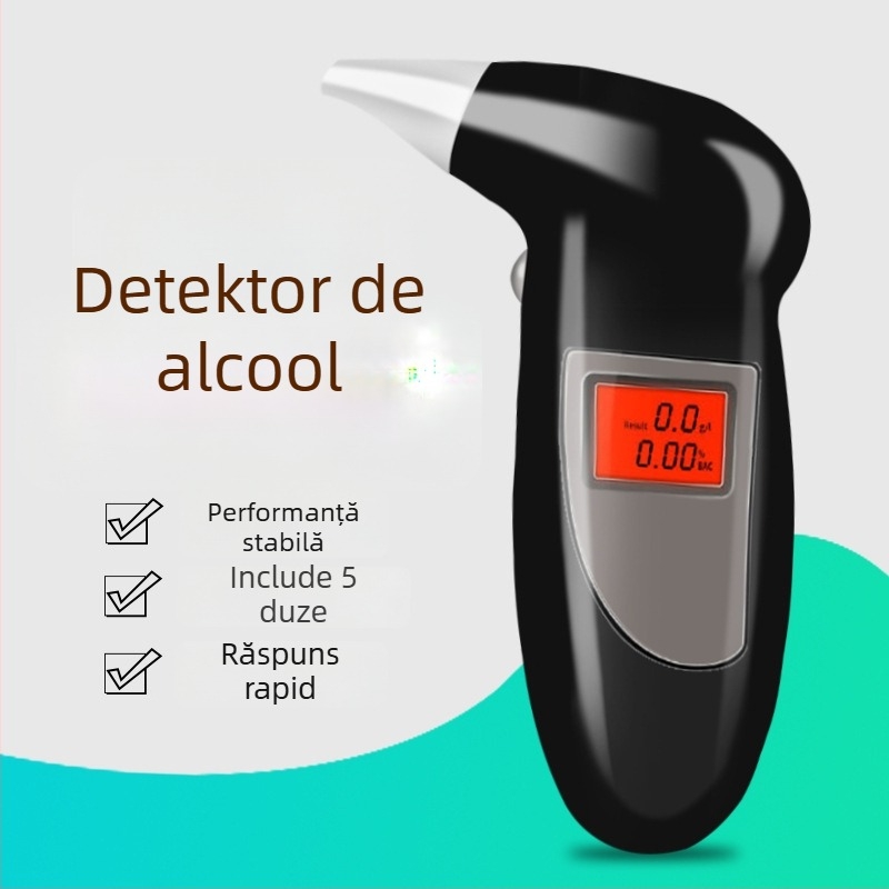 Etilotest pentru mașină, portabil și montat în autovehicul, afișaj digital de înaltă precizie, ABS plastic, setări personalizabile