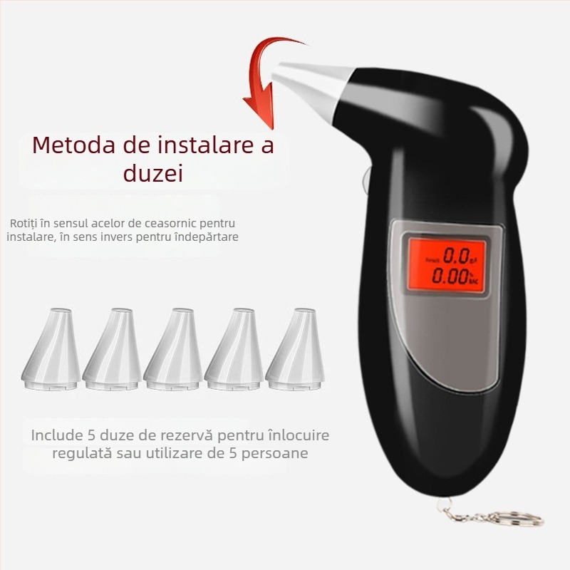 Etilotest pentru mașină, portabil și montat în autovehicul, afișaj digital de înaltă precizie, ABS plastic, setări personalizabile