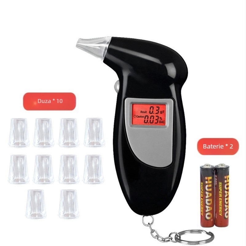 Etilotest pentru mașină, portabil și montat în autovehicul, afișaj digital de înaltă precizie, ABS plastic, setări personalizabile