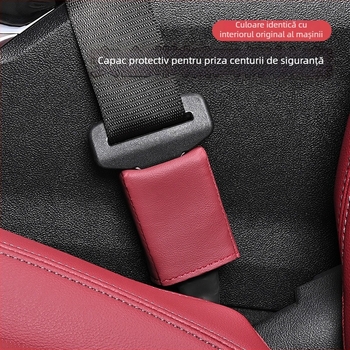 Capac protecție priză centură auto din piele Nappa, personalizare disponibilă, siglă imprimată