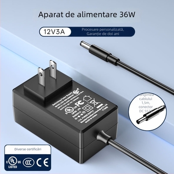 Adaptor de alimentare 12V 3A pentru monitoare și camere set-top box, certificat UL/CE, 36W