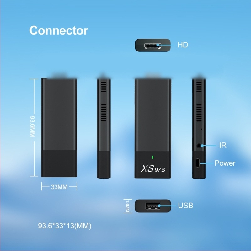 Xs97 S3bt Android TV Box — 1080p, procesor quad-core A35, 2GB RAM, 8GB stocare