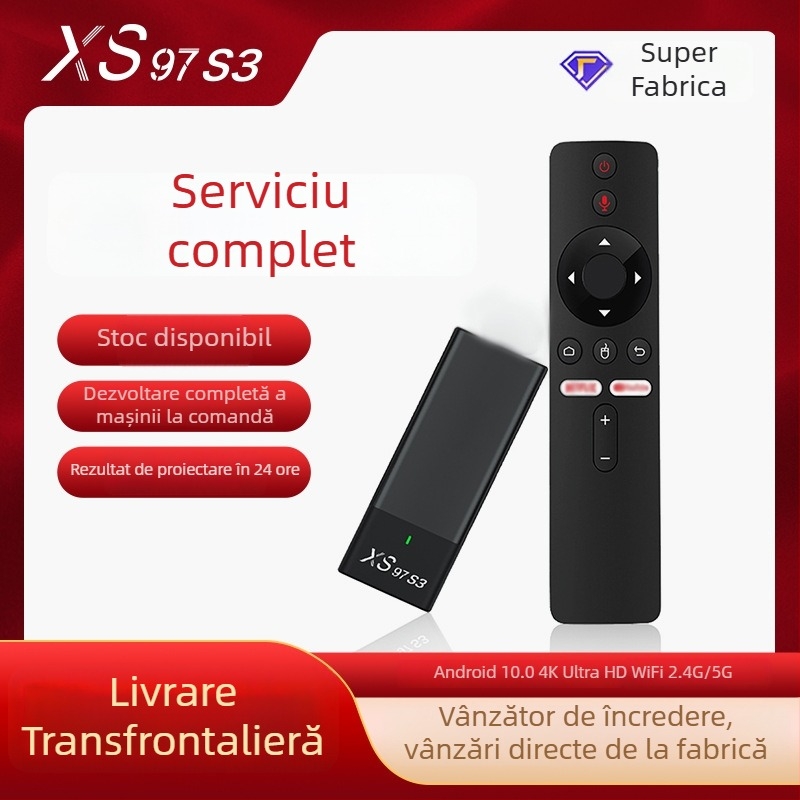 Xs97 S3bt Android TV Box — 1080p, procesor quad-core A35, 2GB RAM, 8GB stocare