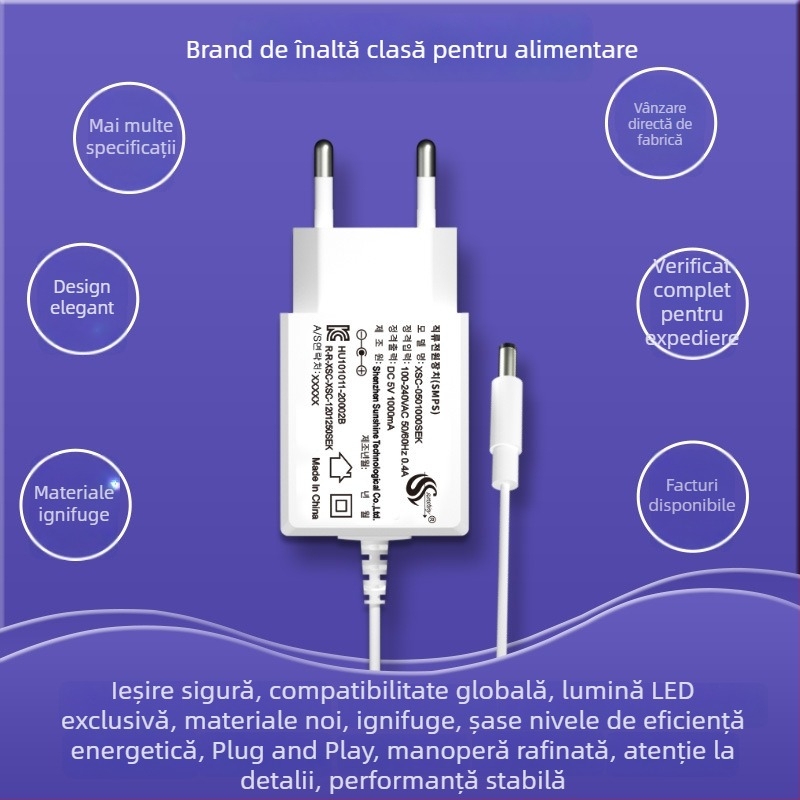 Sunshiny XSC-0500200SEKD adaptor de alimentare pentru ramă foto digitală, intrare 100-240V, ieșire 5V