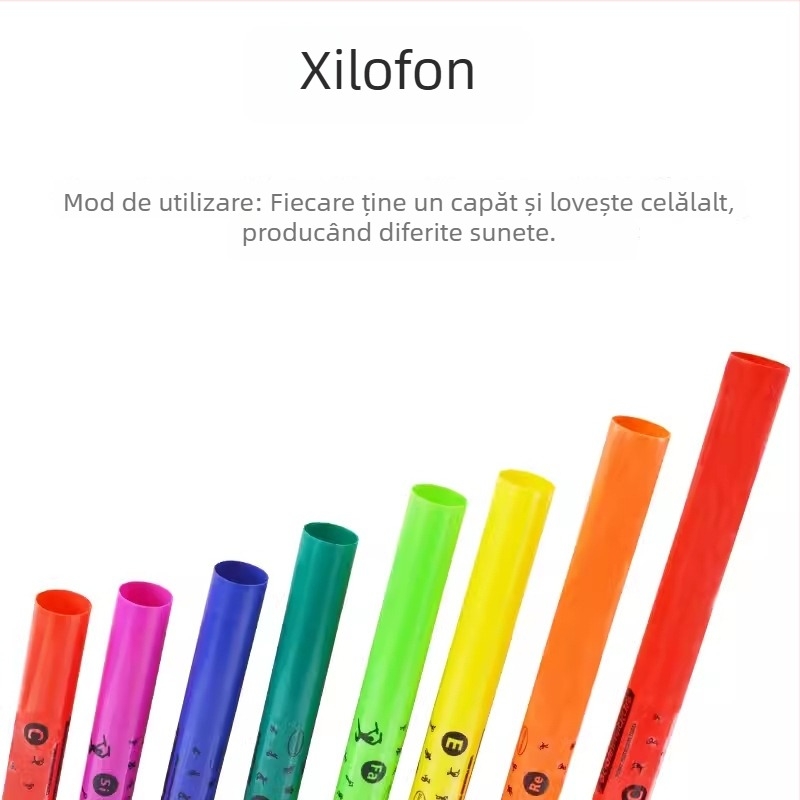 Tuburi muzicale Orff pentru copii, cu opt note, model 0001, 15 seturi în cutie