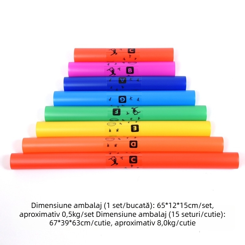 Tuburi muzicale Orff pentru copii, cu opt note, model 0001, 15 seturi în cutie