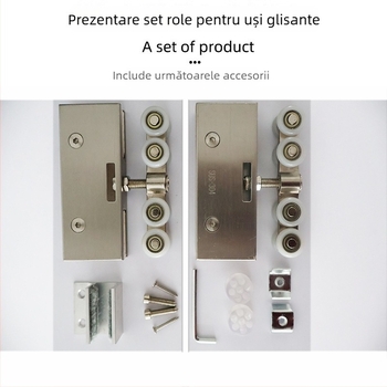 Roata ghidare pentru ușă glisantă din sticlă fără ramă – corpul rolei din nylon/POM, potrivit pentru sticlă 8–12 mm, încărcare 30–80 kg, cod produs Td-t-004, brand Crown of creation