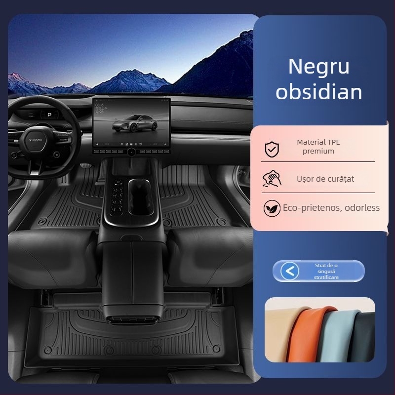 Covorașe pentru podea auto din TPE, pentru 5 locuri, model cu dungi, marcă Hesheng, personalizabile