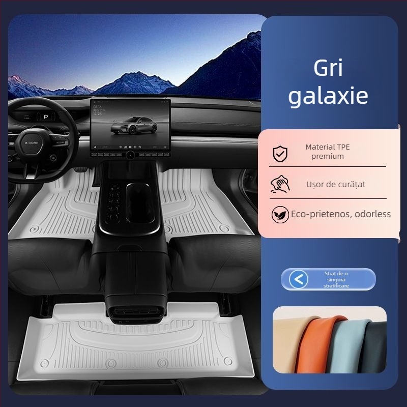 Covorașe pentru podea auto din TPE, pentru 5 locuri, model cu dungi, marcă Hesheng, personalizabile