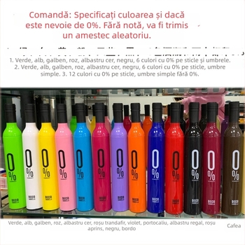 Umbrelă în formă de sticlă de vin, țesătură poliester 170T, brațe și tijă din fier, UPF > 50