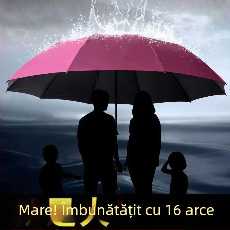 Umbrelă pliabilă rezistentă la vânt, cu 10 spițe (UPF50+, deschidere manuală)