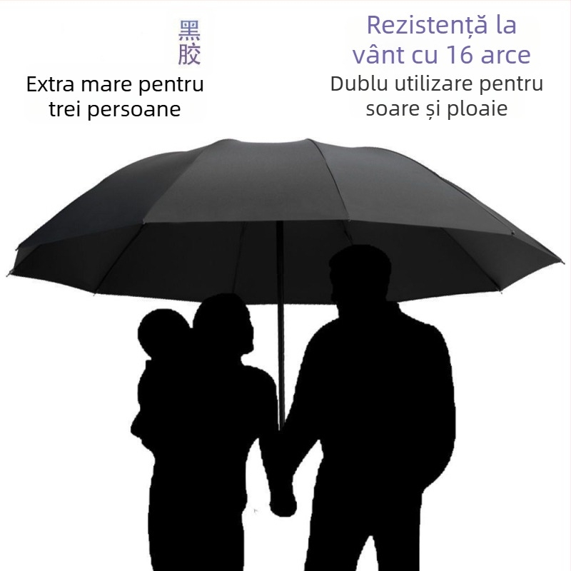 Umbrelă pliabilă rezistentă la vânt, cu 10 spițe (UPF50+, deschidere manuală)