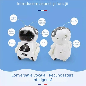 Robot mini de buzunar pentru copii, control vocal — jucărie educațională interactivă, multifuncțională (versiune în engleză)