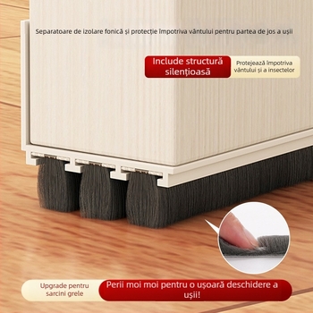 Bandă de etanșare pentru partea de jos a ușii, autoadezivă din silicon, anti-insecte și reducere a zgomotului, pentru uși interioare; model 6942368608075/6942368608082; brand ASZLSNA; rezistență la temperaturi înalte, uzură, îmbătrânire și coroziune.