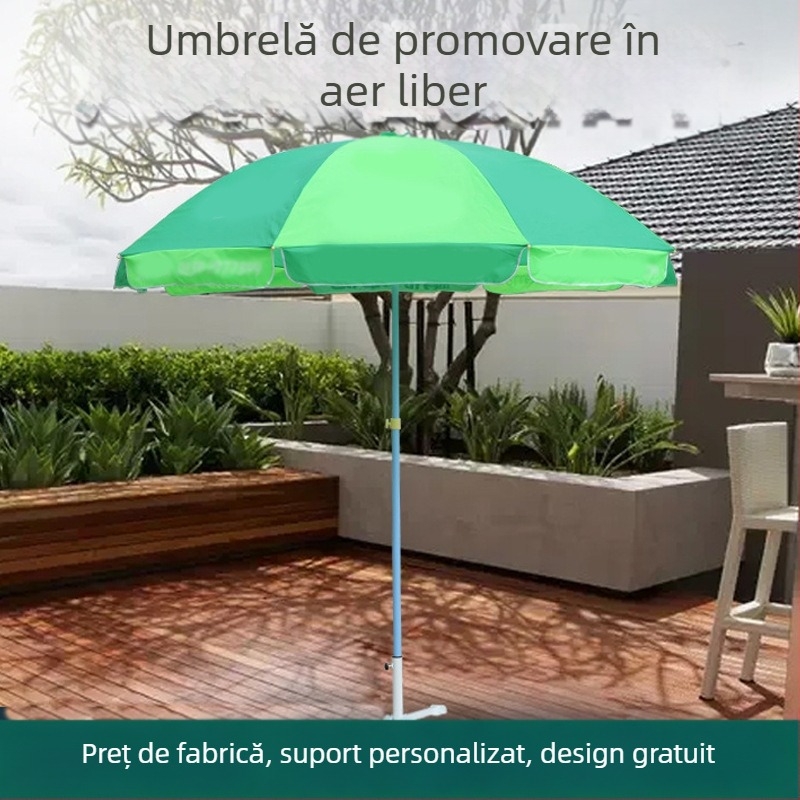 Umbrelă de publicitate cu 8 brațe din fier, pânză poliester 210T, deschidere manuală, imprimare logo disponibil