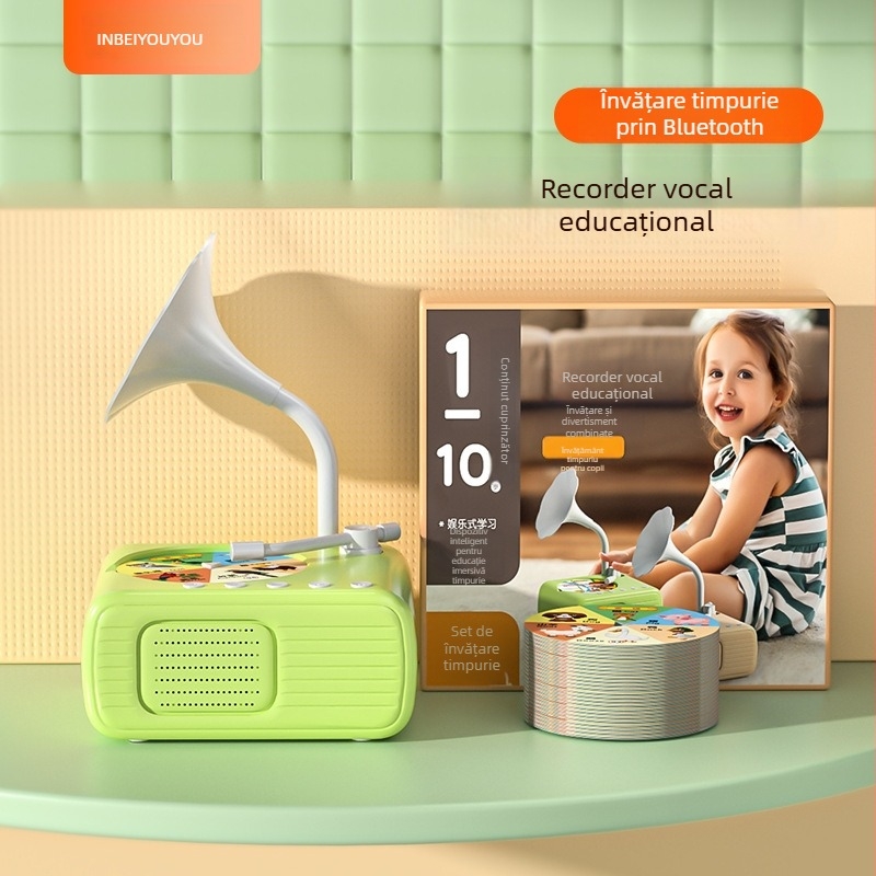 Mașină educativă pentru copii cu Bluetooth, carduri de învățare și povești, USB reîncărcabilă, memorie 4-6 GB, pentru copii 4-6 ani