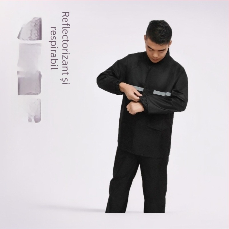 Set jachetă și pantaloni de ploaie cu design split, material Chun yafang, strat impermeabil PVC, pentru adulți