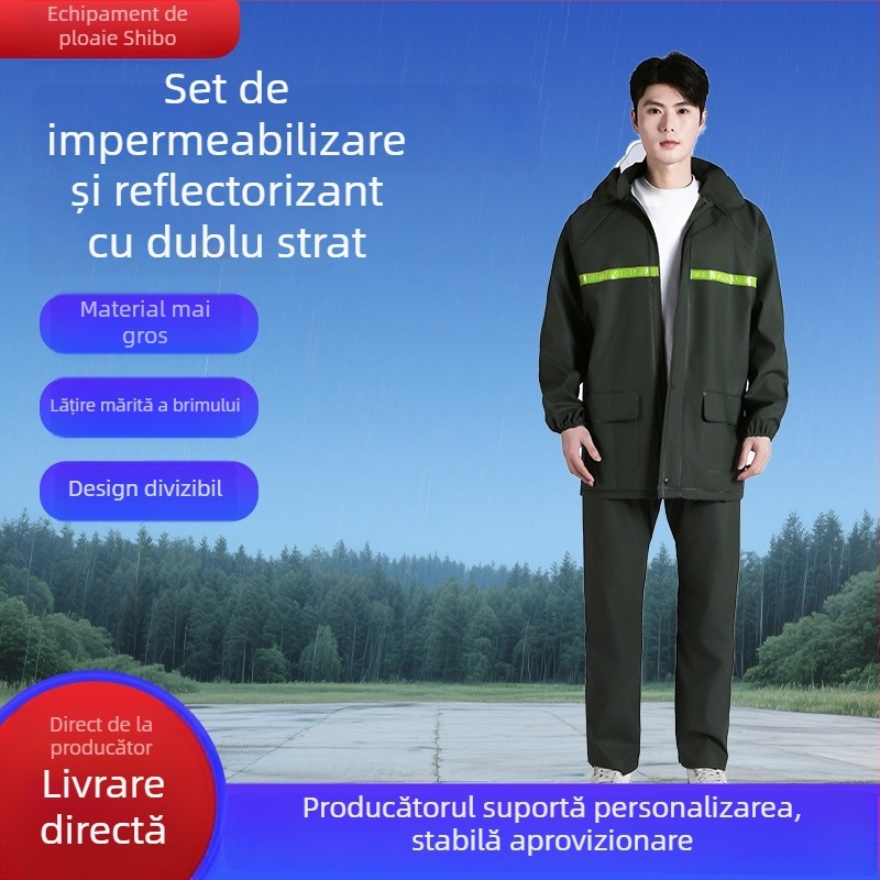 Set impermeabil din tricot, gros, cu detalii reflectorizante, pantaloni de ploaie separați pentru adulți, potrivit pentru scutere electrice