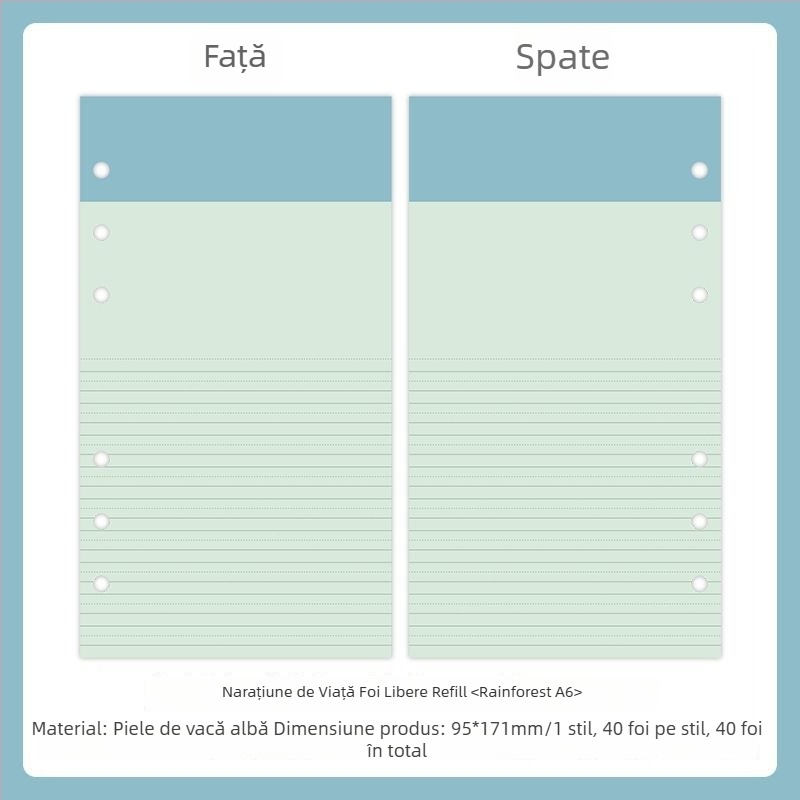 Mr.paper M5 pagini interioare pentru caiet – hârtie din masă de lemn – 10 pagini – compatibile cu găuri M5