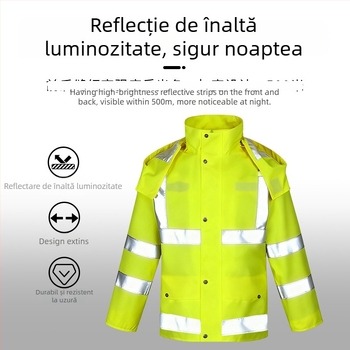 Set geacă de ploaie și pantaloni pentru bărbați, din țesătură Oxford 300D, PU reflexiv, strat impermeabil cu adeziv PU, Cod produs 8202