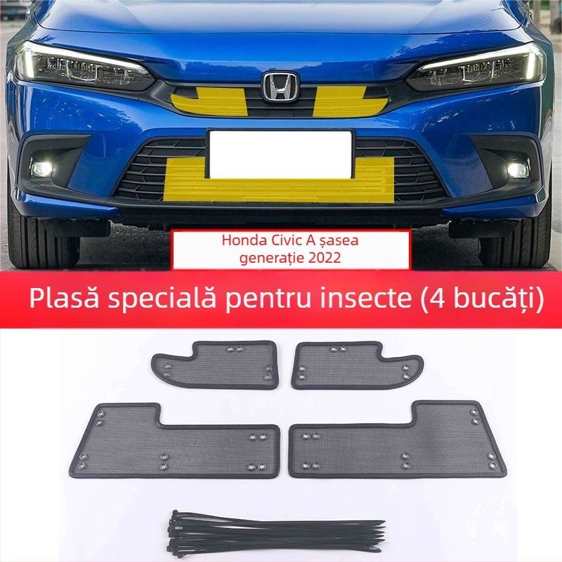 Plasă de radiator frontal pentru Civic a 11-a generație – protecție anti-insecte, Diamond Silk; deschidere 0,2 mm; diametru fir 0,2 mm; durată de viață 20; marcă Yuhu