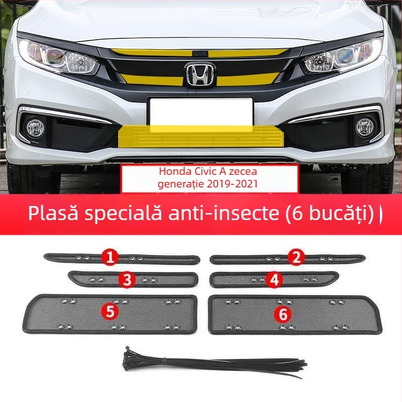 Plasă de radiator frontal pentru Civic a 11-a generație – protecție anti-insecte, Diamond Silk; deschidere 0,2 mm; diametru fir 0,2 mm; durată de viață 20; marcă Yuhu