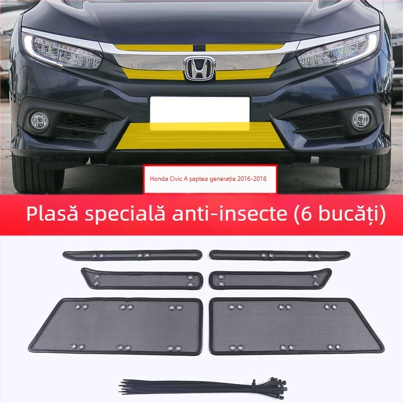 Plasă de radiator frontal pentru Civic a 11-a generație – protecție anti-insecte, Diamond Silk; deschidere 0,2 mm; diametru fir 0,2 mm; durată de viață 20; marcă Yuhu