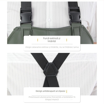 Poncho impermeabil cu bretele pentru acvacultură, strat PVC 0.45 mm, țesătură tricot, rezistent la uzură