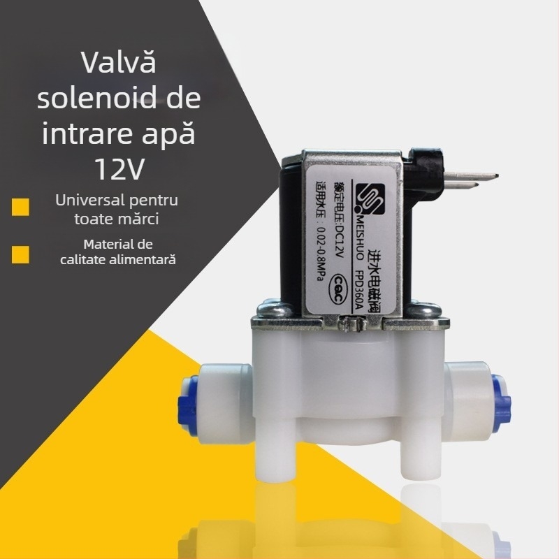 Ventil electromagnet pentru purificator de apă, model 12V intrare apă, capacitate 100, marcă Qinyongquan, conectare
