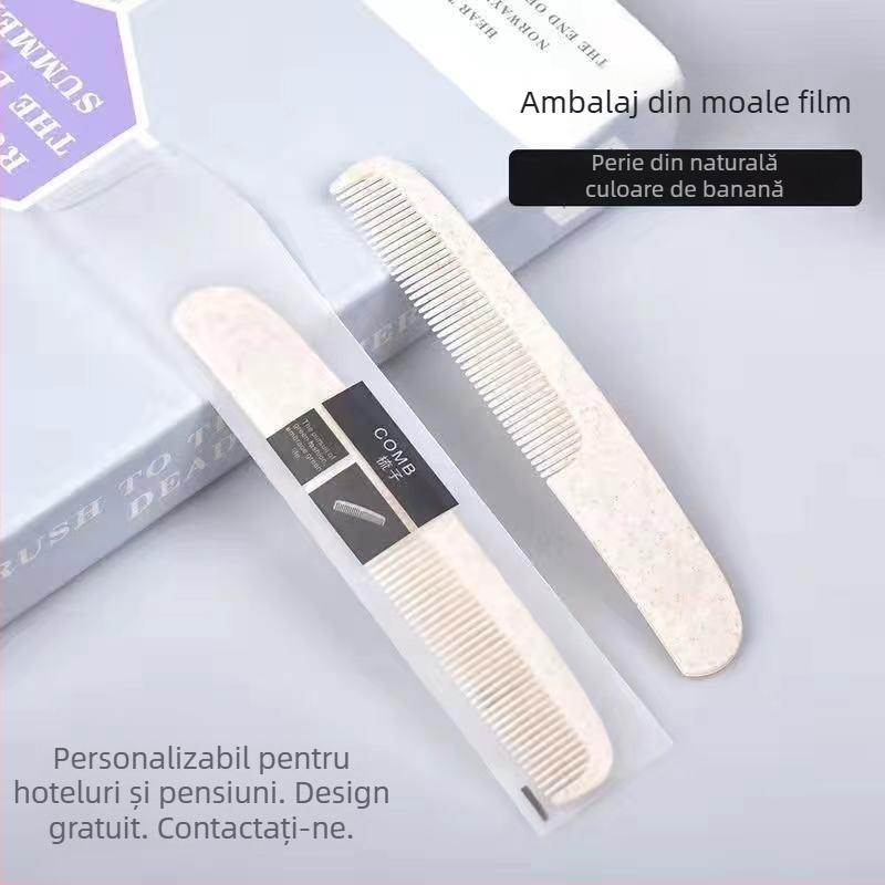 Pieptene de unică folosință din plastic pentru hoteluri, design simplu, portabil pentru călătorii