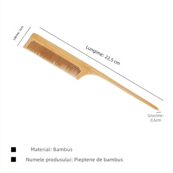 Pieptene de bambus dreptunghiular, cu personalizare și gravură a logo-ului, grosime 0,5 cm