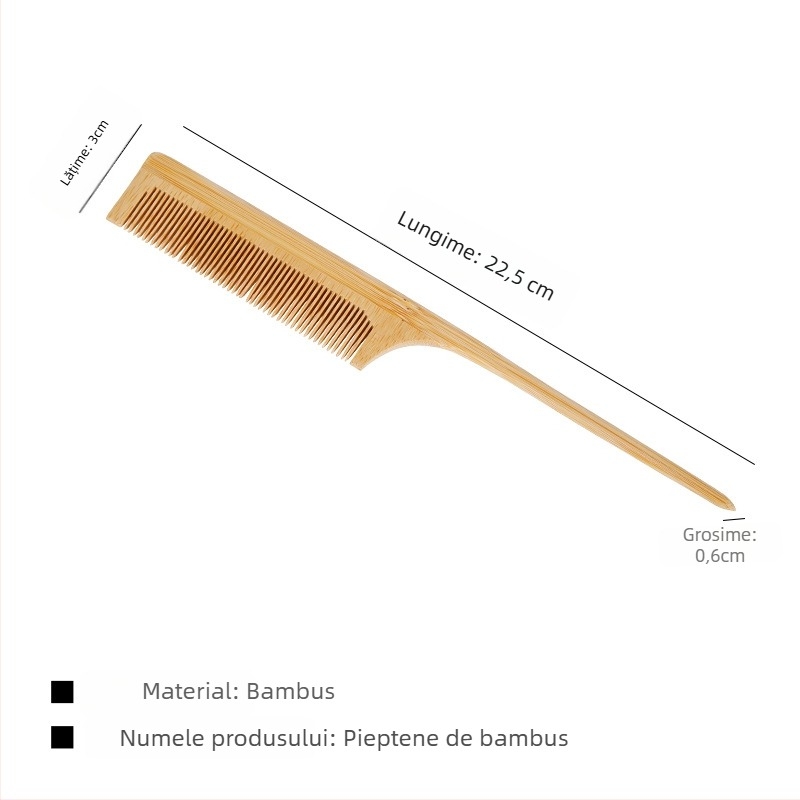 Pieptene de bambus dreptunghiular, cu personalizare și gravură a logo-ului, grosime 0,5 cm