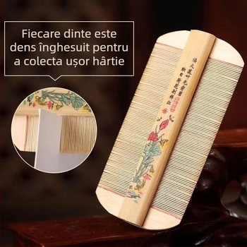 Pieptene din bambus pentru păduchi, dinți fini, pentru copii și femei — elimină păduchi și ouă de păduchi