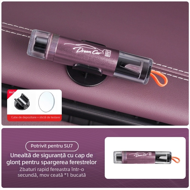 Ciocan de siguranță pentru geamul auto, compatibil Xiaomi Su7/Yu7 – 2 în 1 instrument de salvare, accesoriu interior