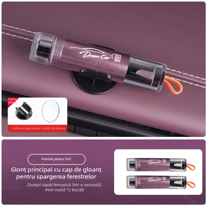 Ciocan de siguranță pentru geamul auto, compatibil Xiaomi Su7/Yu7 – 2 în 1 instrument de salvare, accesoriu interior