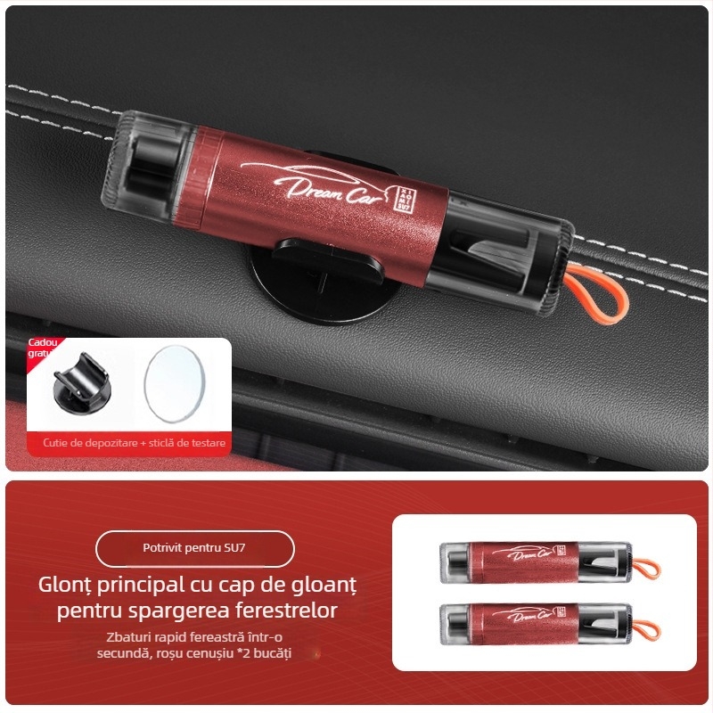 Ciocan de siguranță pentru geamul auto, compatibil Xiaomi Su7/Yu7 – 2 în 1 instrument de salvare, accesoriu interior