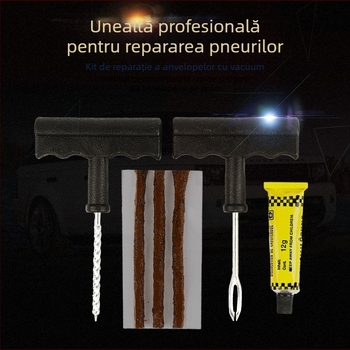 Kit de scule pentru repararea anvelopelor auto – Reparație de pană în situații de urgență cu adeziv și benzi – Material: metal/plastic – Brand: Cool Car Star – Mărci private autorizate: Da