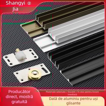 Sistem de ghidare pentru uși glisante de garderob cu șine superioare și inferioare, aliaj de aluminiu, finisaj oxidat, model A0032, funcționare silențioasă
