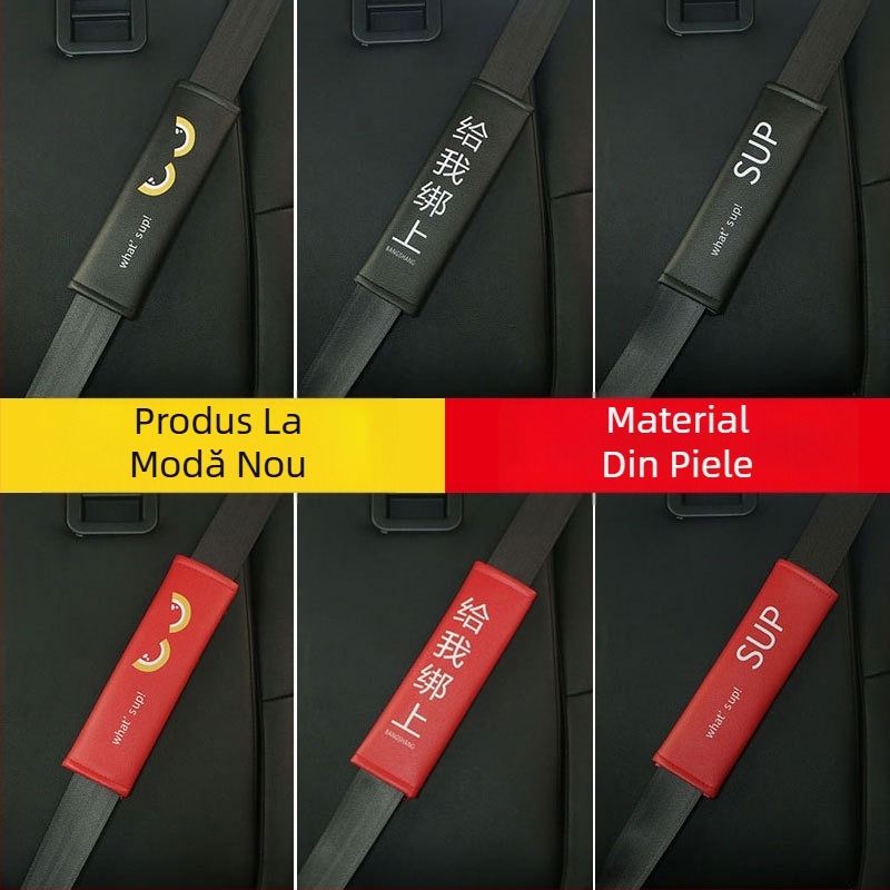 Pad de umăr pentru centura de siguranță auto din piele – patru sezoane, protecție extinsă, decor interior