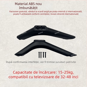 Suport de masă universal fără găurire pentru televizoare LCD/Smart de 32-43 inchi, ABS/PC/Nylon, șuruburi incluse
