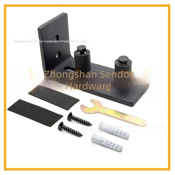 Echipament pentru ușă de hambar: oțel, finisaj negru mat, model FL50503, opțiuni de instalare opt în unu, stopere pentru roți cu gaură dublă