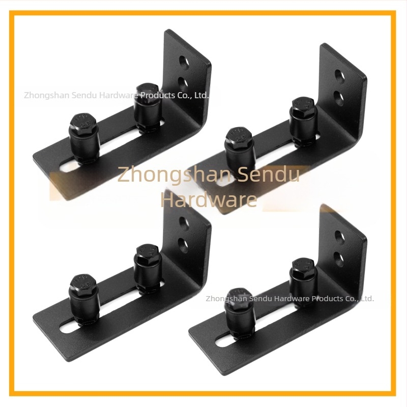 Echipament pentru ușă de hambar: oțel, finisaj negru mat, model FL50503, opțiuni de instalare opt în unu, stopere pentru roți cu gaură dublă